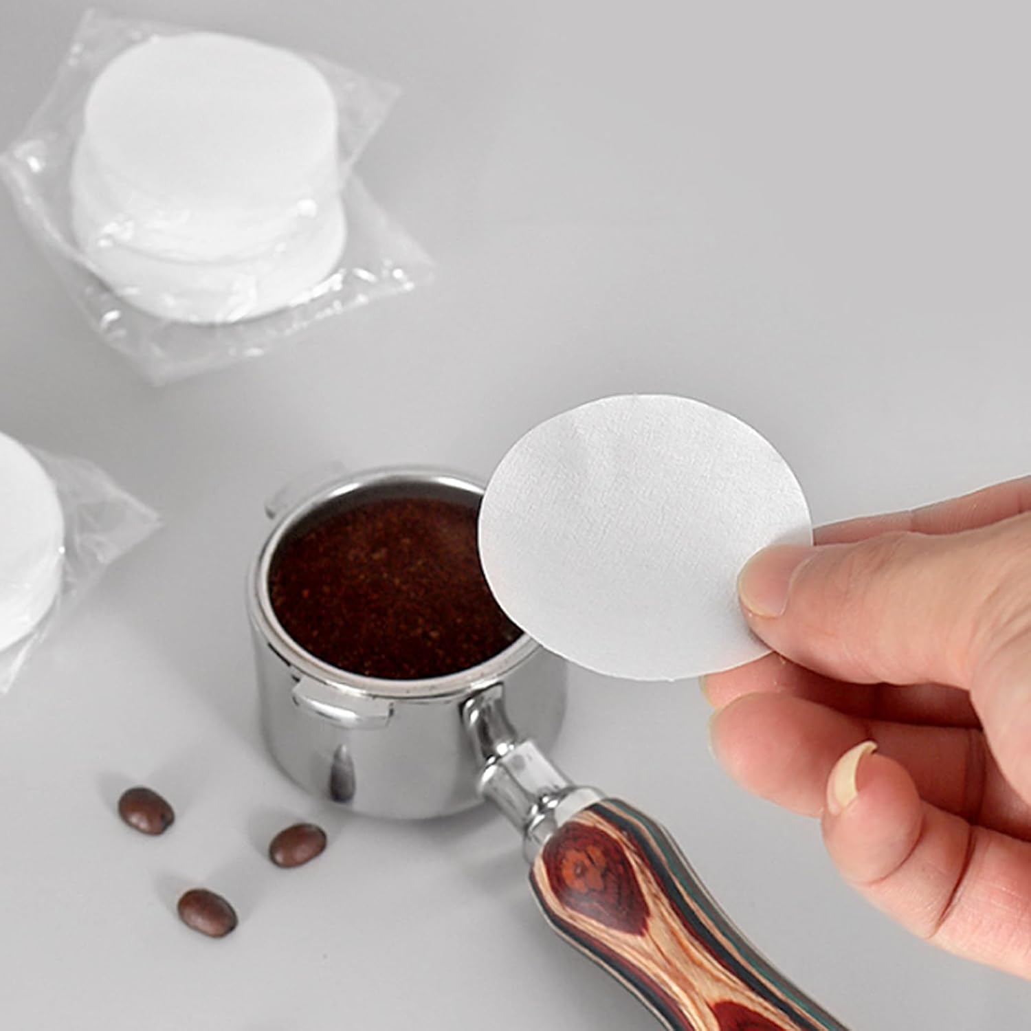 VZU 100Pcs 53mm Coffee Paper Filter for Espresso Coffee Maker, Unbleached Espresso Paper Filters for Espresso Machines, White Coffee Filters Papers Round Special Coffee Filter Paper for Filter Coffee 5 61PHnC26ATL. AC SL1500