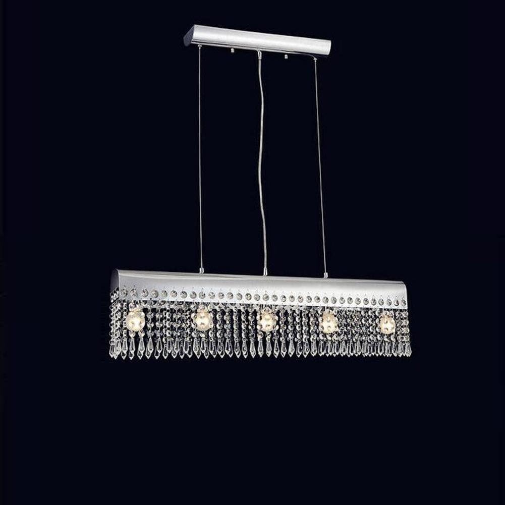 BJVB Modern Living room Crystal Chandelier Crystal Ball Pendant Curtain Fringe Chandelier Steel Wire Rope Suspension, Stainless Steel Lamp Housing Shade , 5 head