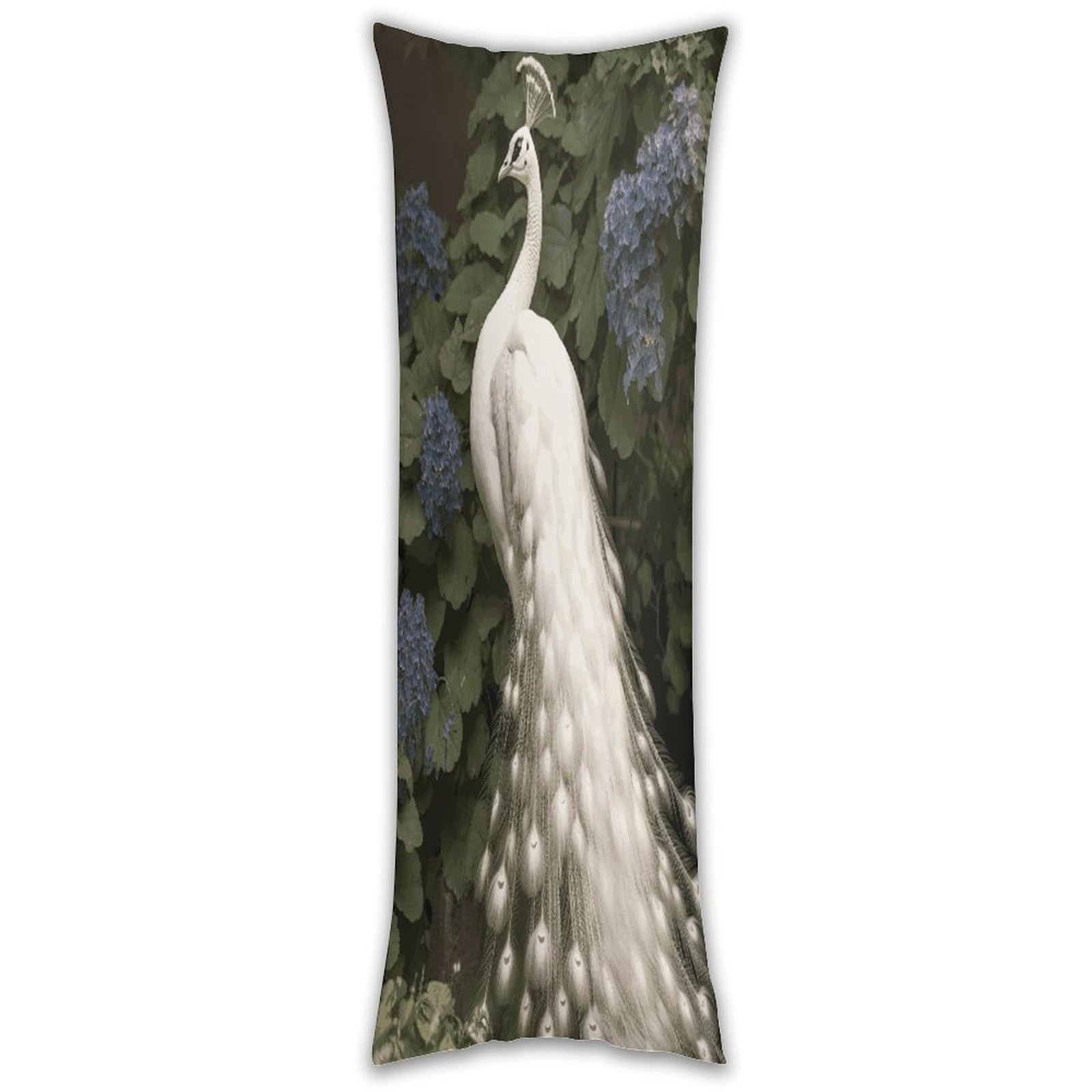 White Peacock Pillow Cases Breathable Vertical Long Pillowcase Body Pillowcase with Hidden Zipper Closure Soft and Cozy Pillow Cover 20x54 Inches for Bedroom Couch