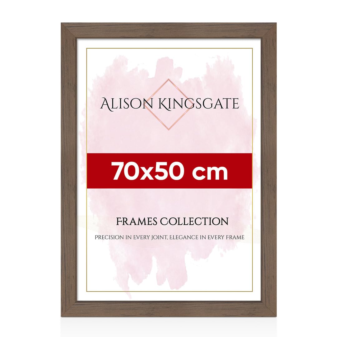 Alison Kingsgate Walnut 50x70cm Frame With Perspex Front - Walnut Picture Frames- 50 x 70 Frame In Wall Mounting - Use As Premium Wall Frames, Poster Frame 50x70cm (Walnut)