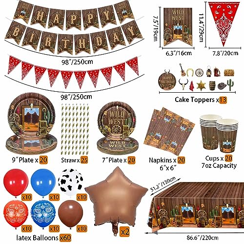 Hegbolke Cowboy Party Decorations, Western Cowboy Theme Party Decorations Including Plates, Napkins, Banners - Image 2