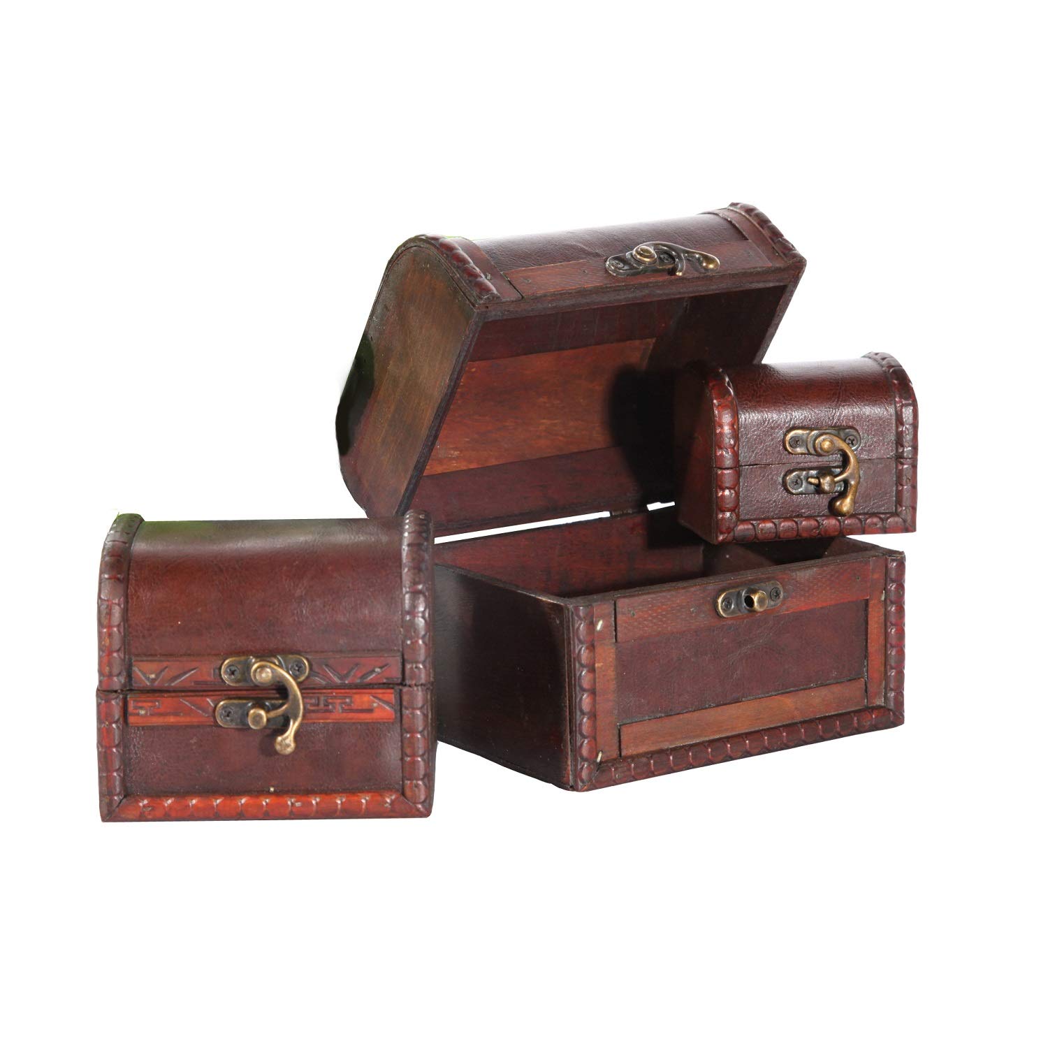 3er Set Schatztruhen Aus Holz - Vintage Holzkisten In 3 Größen