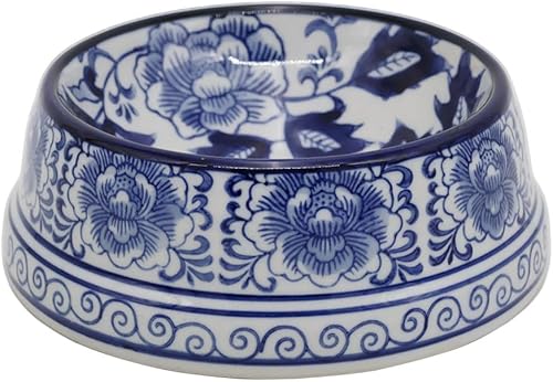 Miniatura 17 de Aimusego Plato chino de cerámica azul de 6.7 pulgadas para alimentos y agua para perros pequeños y medianos/gatos, tazón antideslizante de porcelana