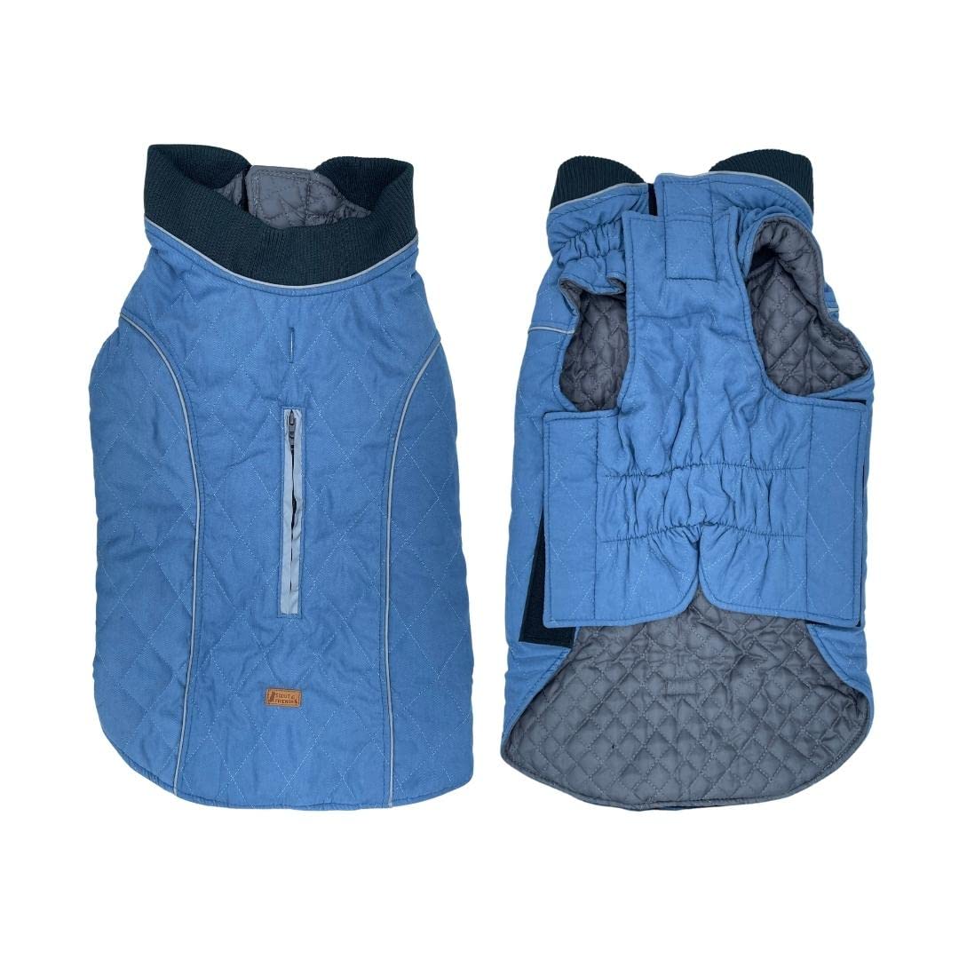 Winterjacke Für Hunde & Katzen - Warm, Reflektierend, Mit Klettverschluss, Größe XX-Large, Blau