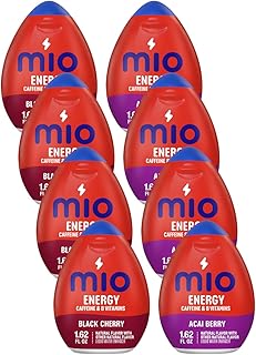 Energy Liquid Water Enhancer Variety Pack – Includes 4 Acai Berry Storm & 4 Black Cherry, Caffeinated – 8 Pack
