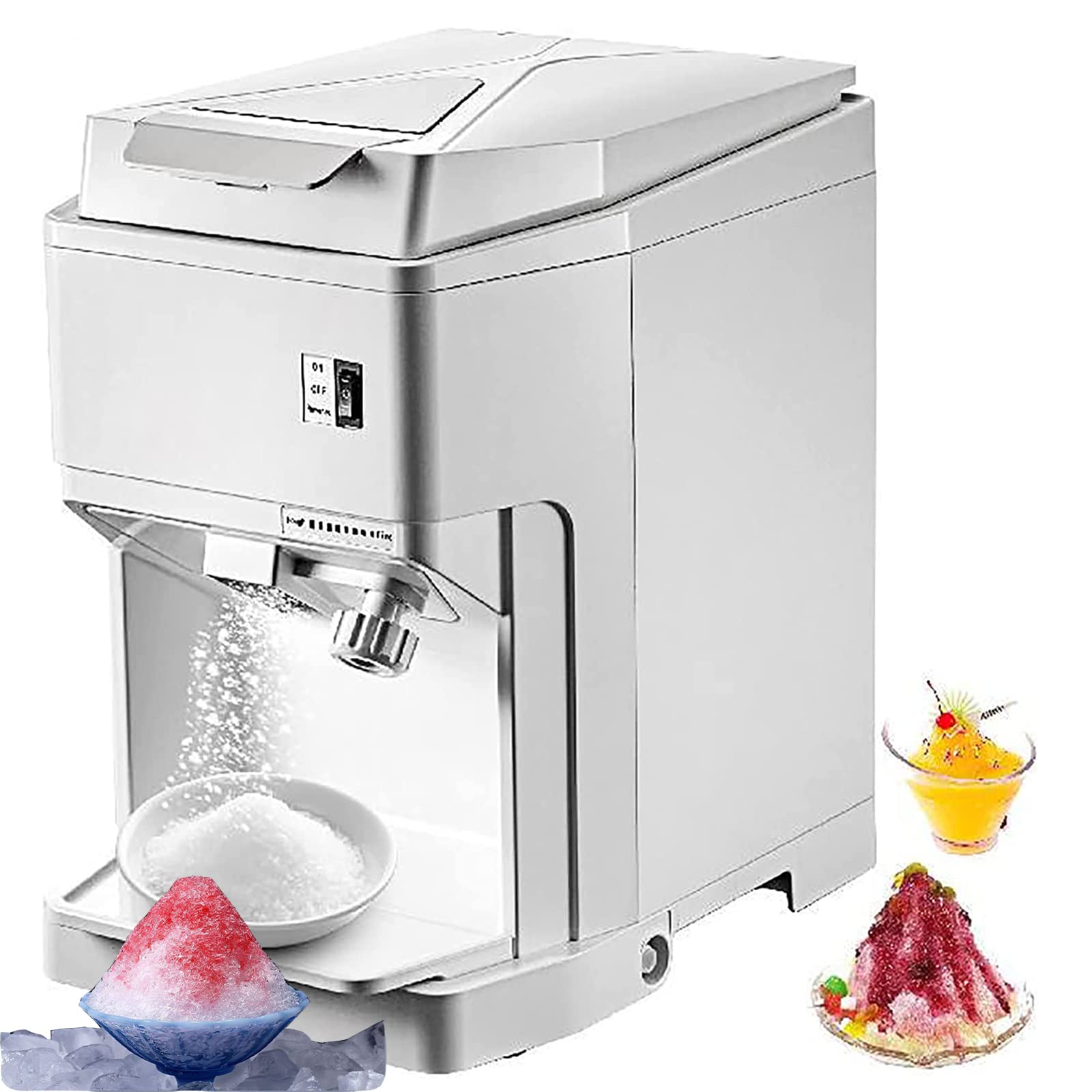 Afeitadora de Hielo Comercial, máquina eléctrica para Hacer Hielo, trituradora de Hielo, máquina de Batidos, finura de Hielo Ajustable, 440 LB/H 250 W