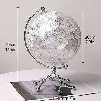 Amazon | 地球儀 ヴィンテージ世界地球儀透明地球儀金属三脚スタンド