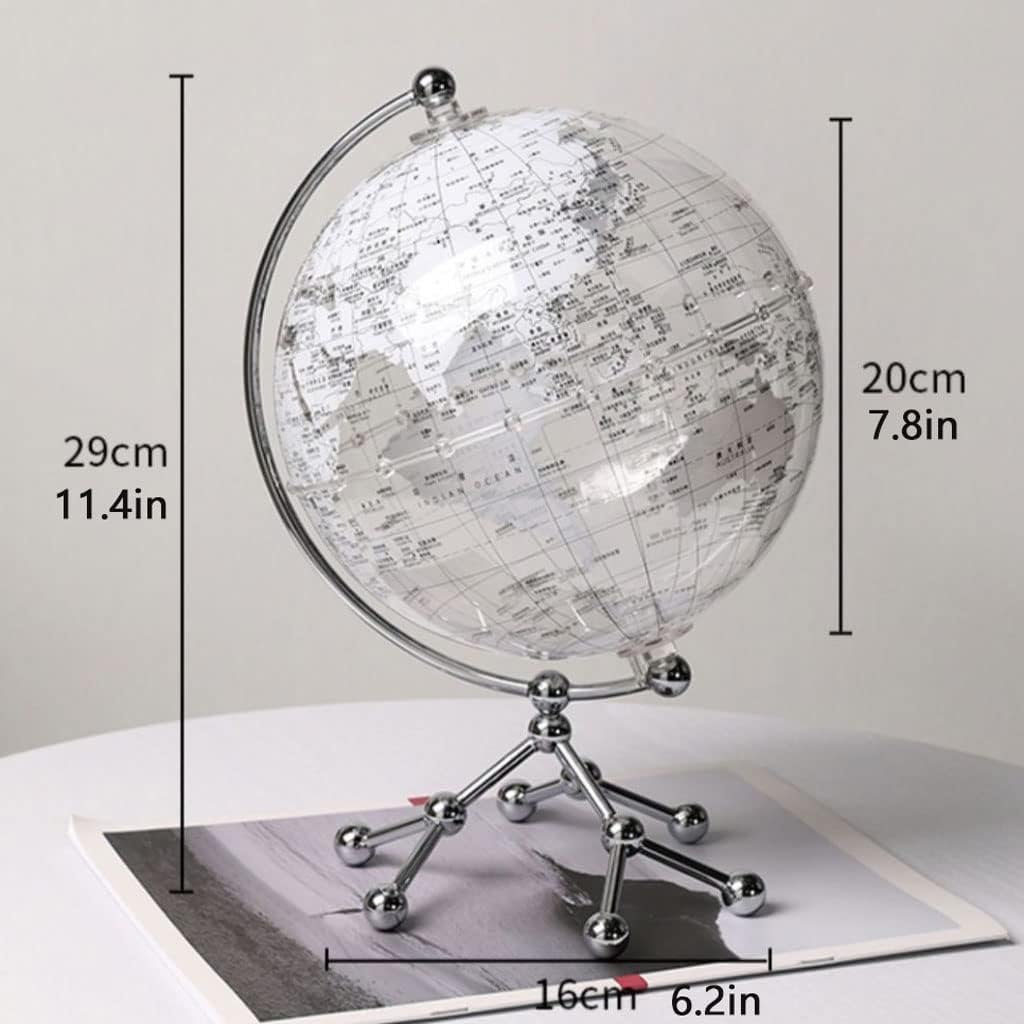 Amazon | 地球儀 ヴィンテージ世界地球儀透明地球儀金属三脚スタンド