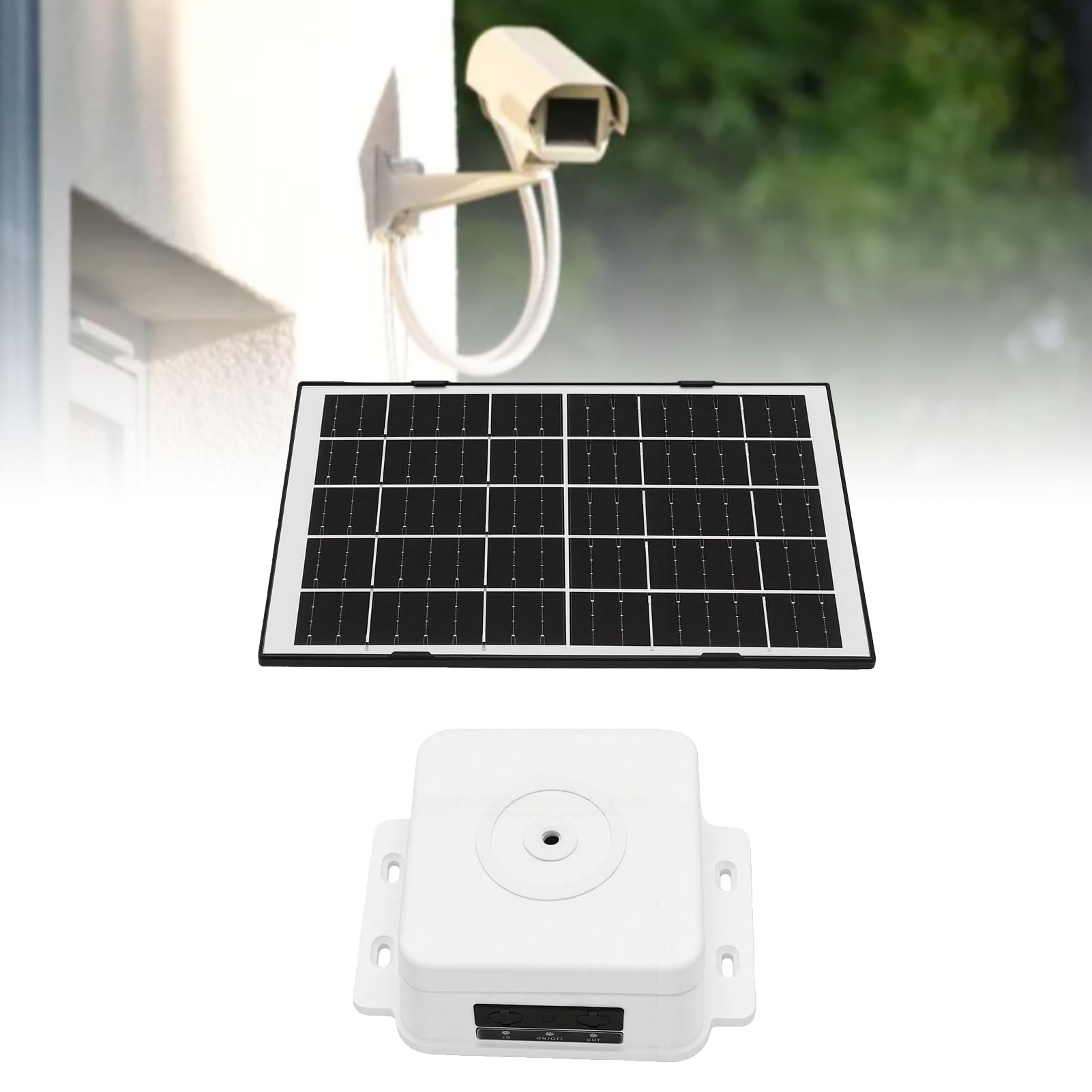 XUMIUZIY Pannello Solare Portatile 4W USB Tipo C per Telecamera di (WHITE) | Materiale ABS, Impermeabile IP65, Batteria Interna da 15000mAh, Supporto Regolabile a 360°, Compatibile con Dispositivi a 5V.