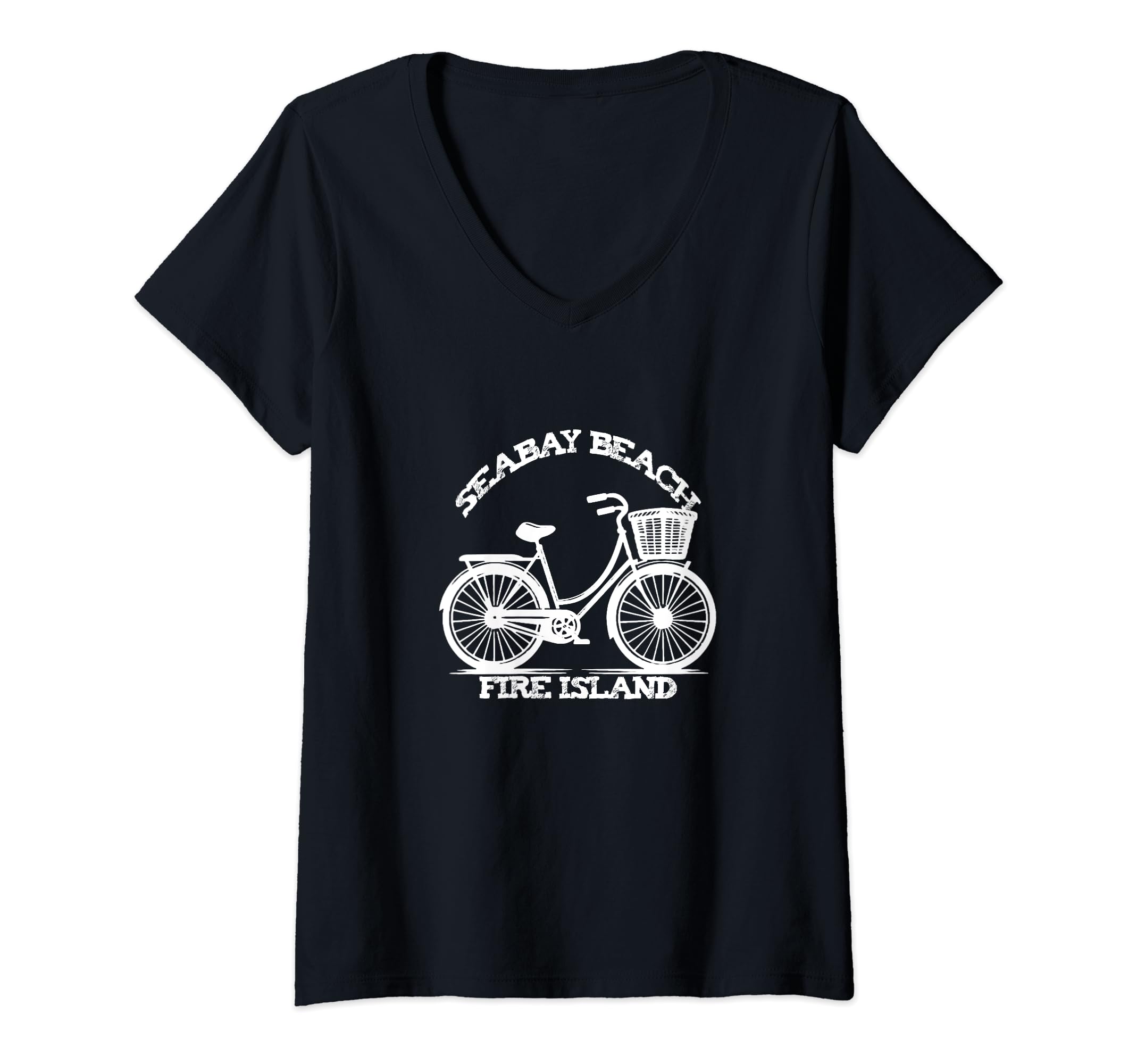 Womens seabay beach FIRE ISLAND NY bicycle summer beach barefoot V-Neck T-Shirt