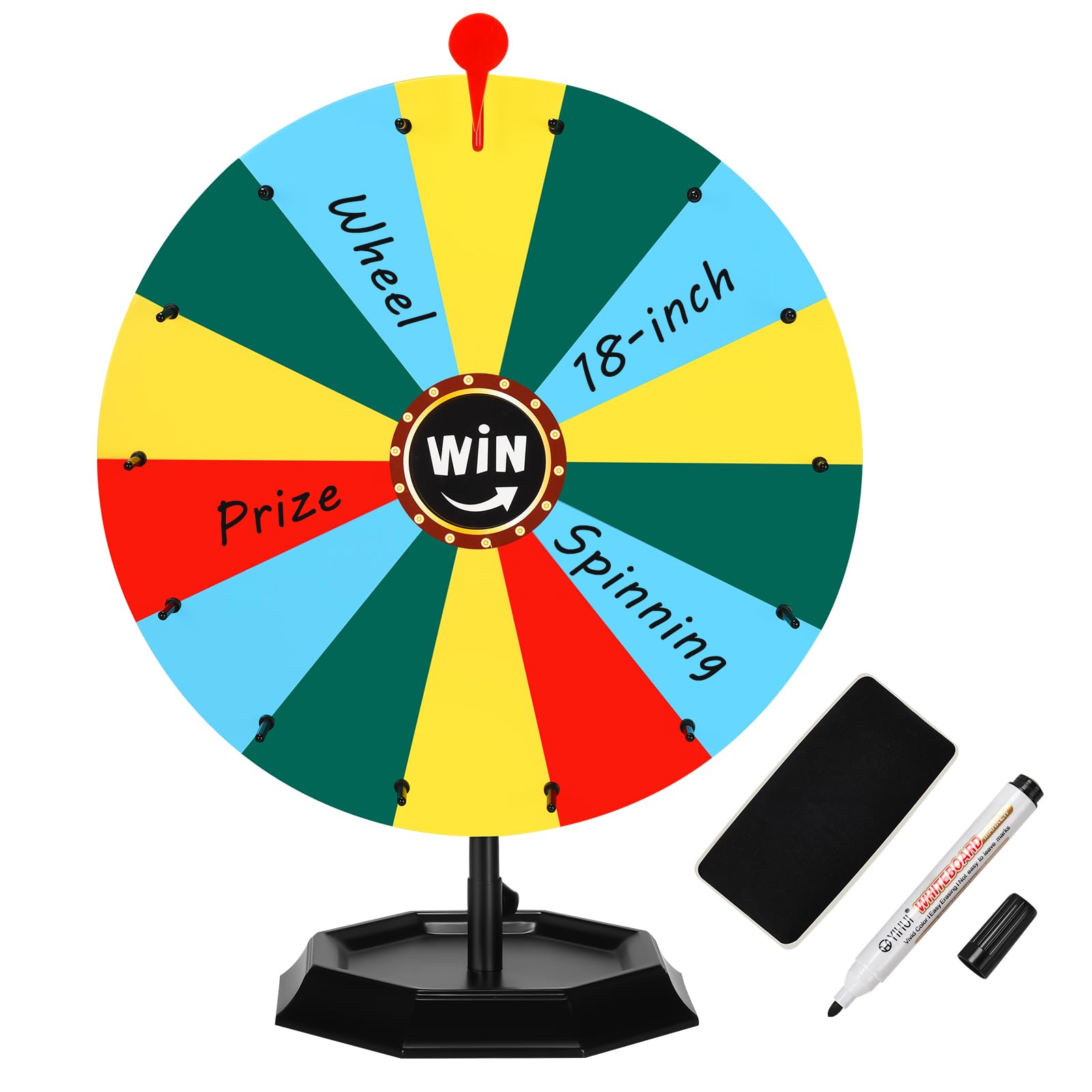 ZZM 18-inch Desktop Prize Wheel, Prize Wheel Spinner with Retractable Octagonal Storage B…
