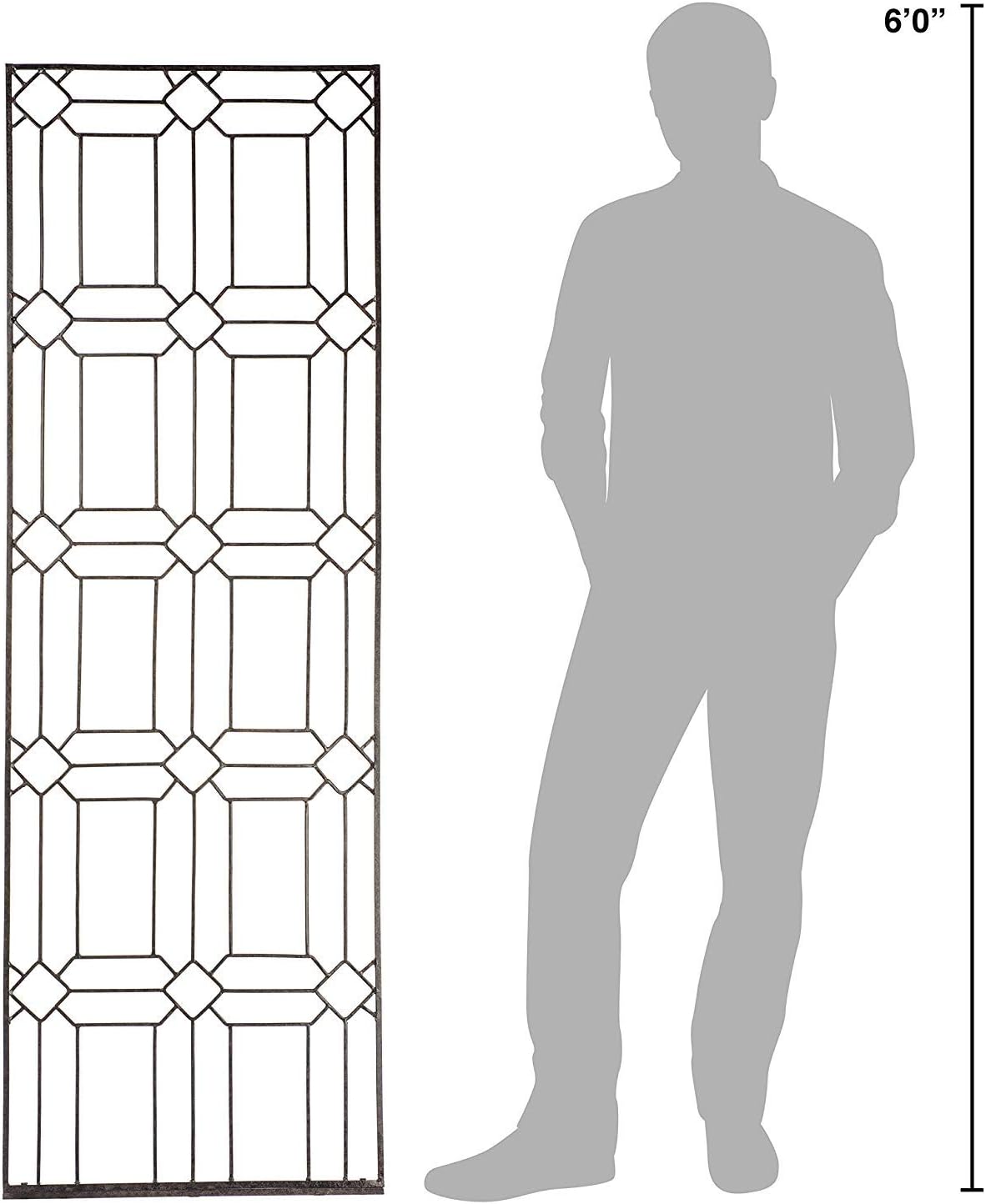 H Potter Large Diamond Garden Trellis 69" Installed Height — 22-Lb Heavy Duty Iron Climbing Trellis for Roses, Ivy & Clematis — 82" Overall with Ground Spikes, Freestanding Outdoor Trellis