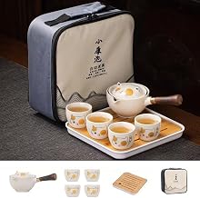 Axurhui Magic Teapot, Magic Teapot Cat, Ceramic Portable Semi Automatic Tea Set Travel Tea Set, 360 Rotation Tea Maker and Infuser (cat Set)