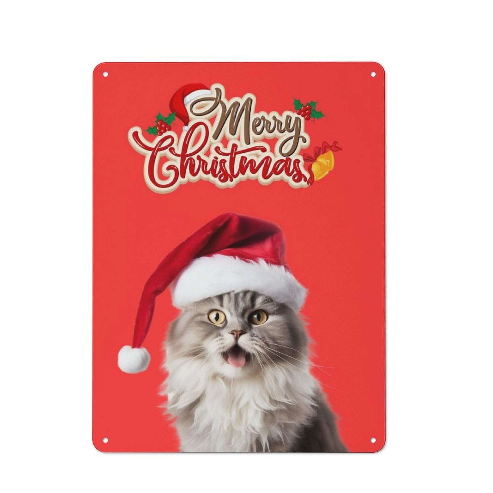 Junmoney Santa Cat Christmas 40X30cm Retro Tin Wall Plaque With For Pub Or Café, A Winter Wall Decor Update For Café Interior Fans