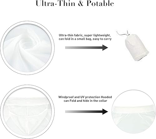 Miniatura 4 de Dooy Chaqueta de protección solar, ultra ligera, transpirable, plegable, para ciclismo al aire libre, con capucha, ropa de piel para hombres y