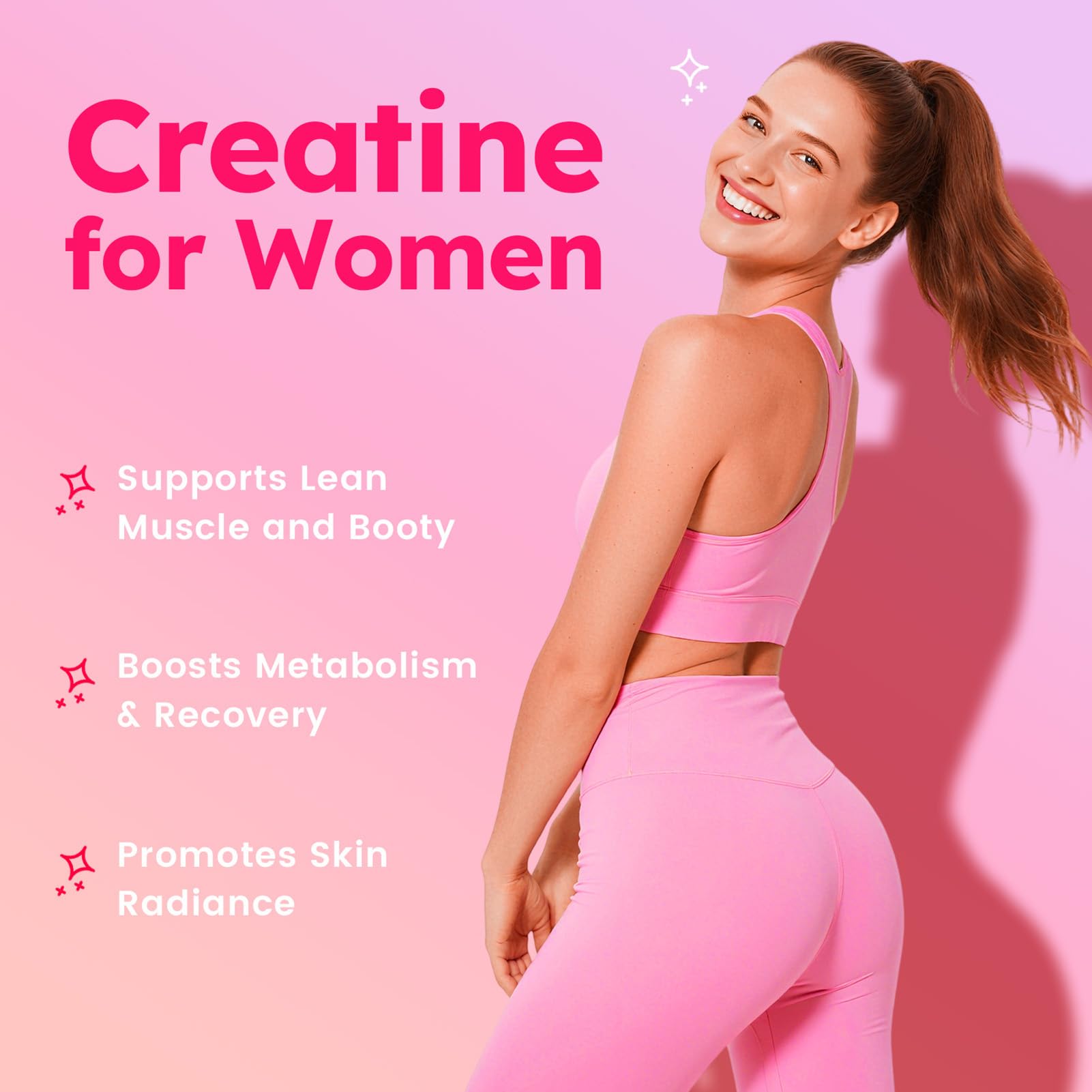 Creatine for Women + Collagen + BCAAs + Vitamin C & B12, 120 Sugar Free Creatine Gummies for Women, Creatine Monohydrate Gummies Pre Workout for Booty, Energy & Strength, Strawberry-Lemon Flavor — Amazon image 2