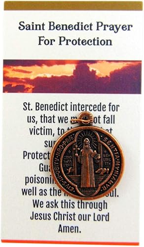 Westmon Works Set de regalo de protección contra el mal de San Benito con medalla y tarjeta de oración sagrada