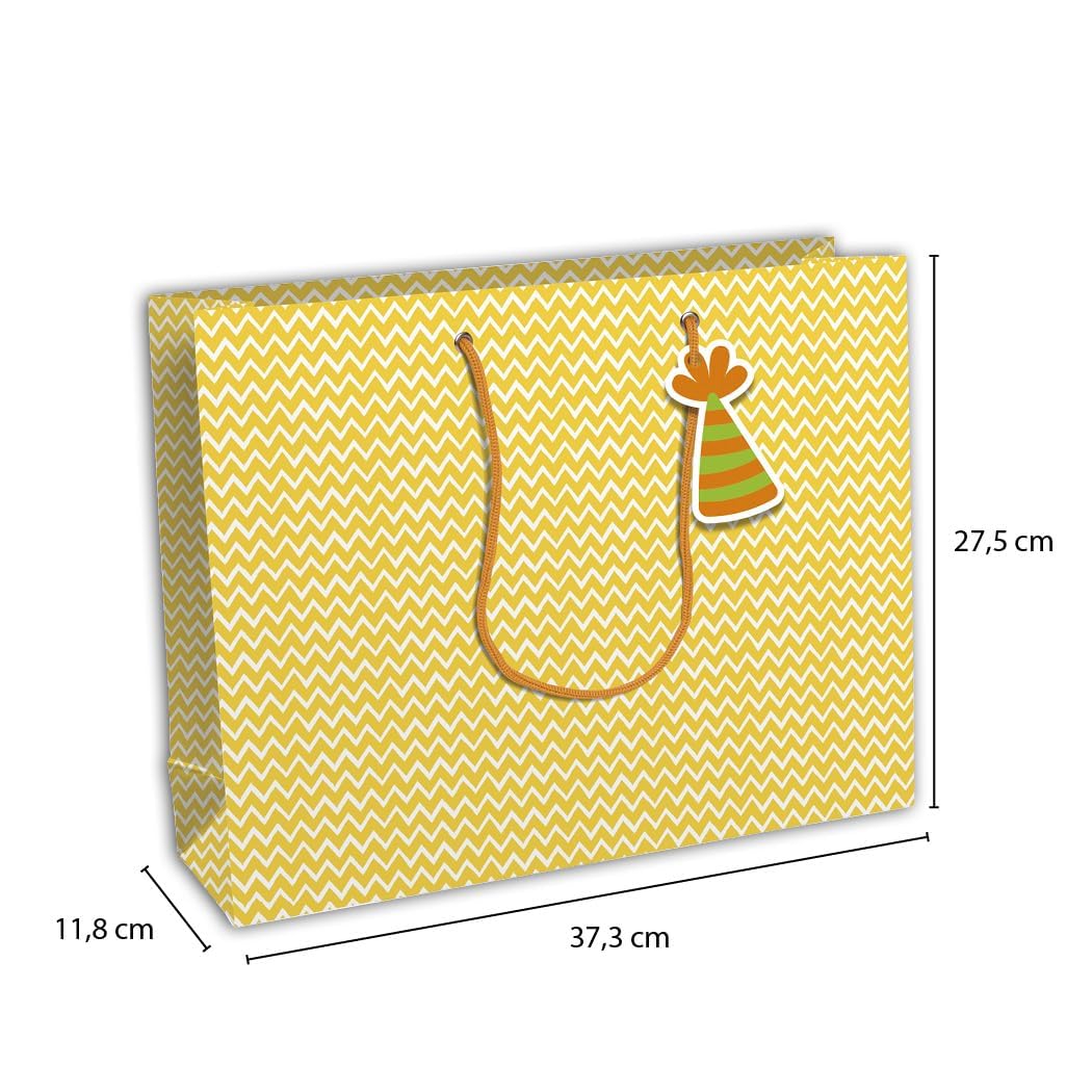 Clairefontaine 32499-6Cpack, Set of 6 White Kraft Gift bags, Shopping, 37.3x11.8x27.5 cm, 210g, Safari Design, Gift packaging - Image 2