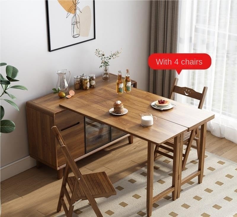 Amazon.com: Solid Wood Folding Dining Table with Integrated