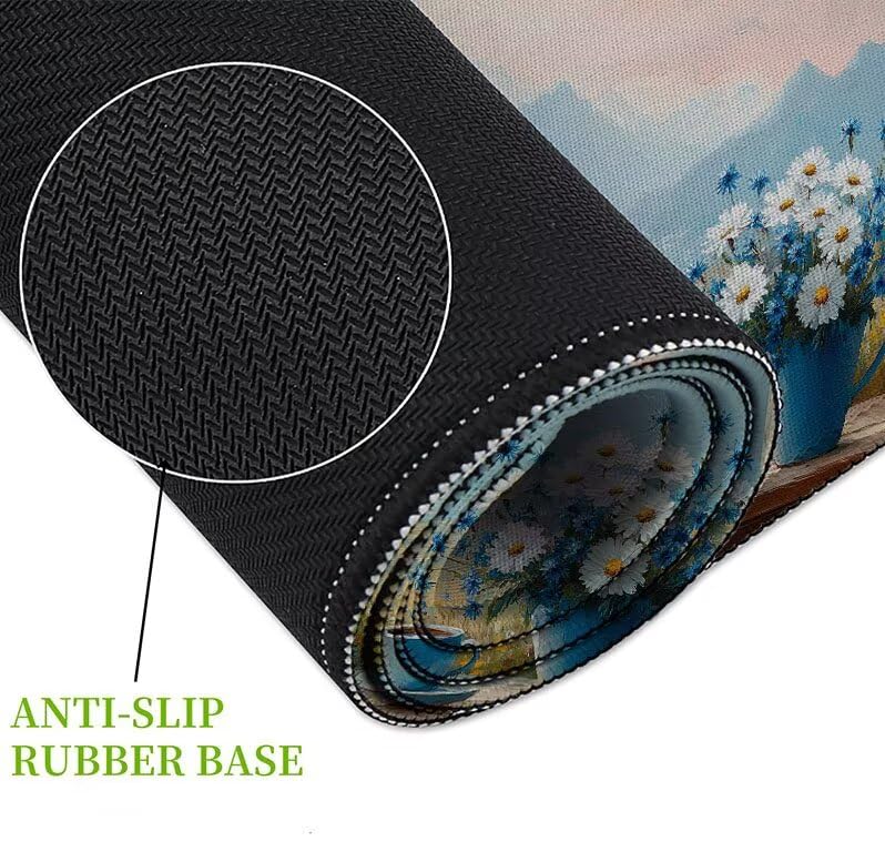 Mouse pad grand format pour pc et portable avec base caoutchouc rigide