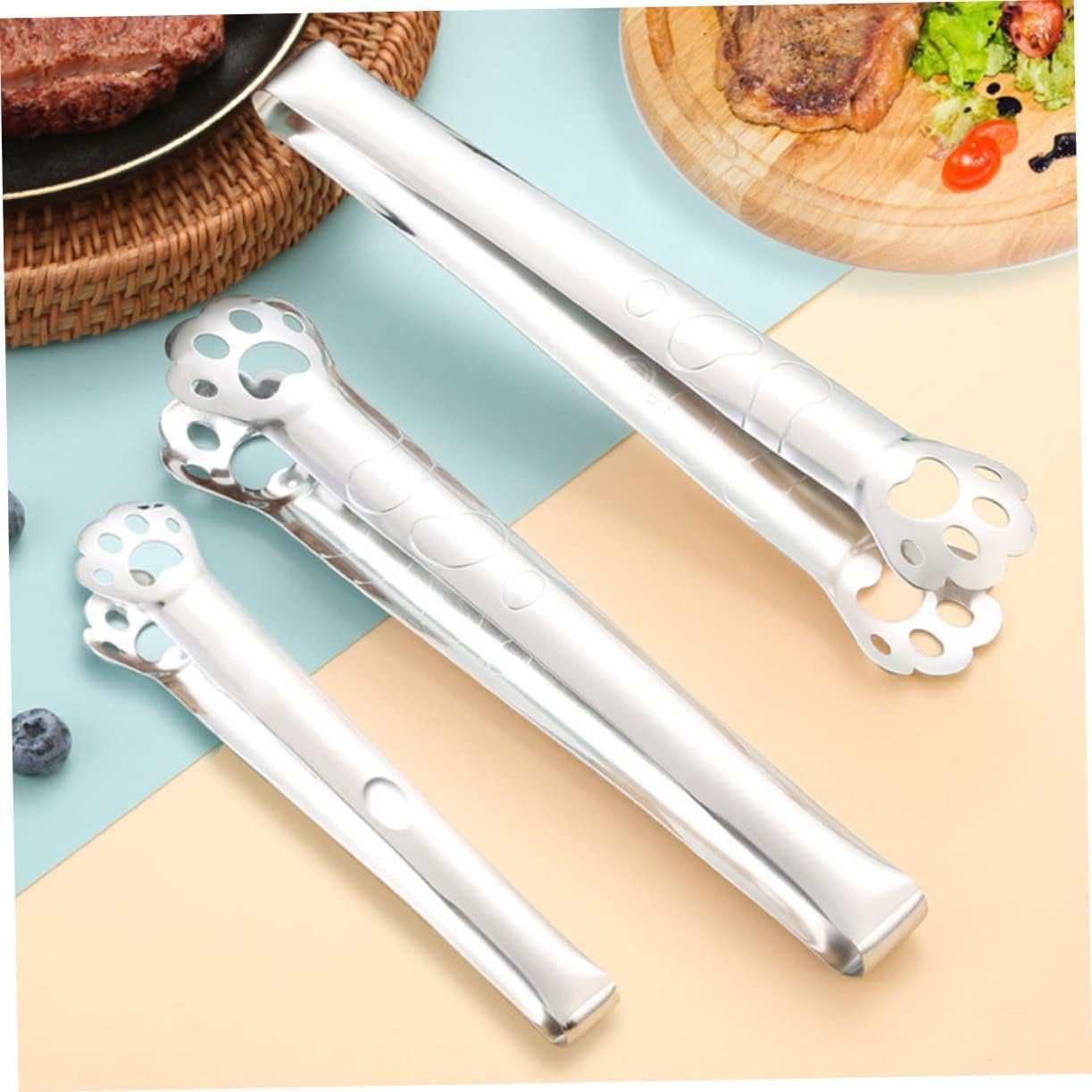 Cooking Tongs Stainless Steel Food Tongs Tong for Cooking Barbecue Tools Grill Tools Toast Tong Ice Cube Tong Buffet Food Tongs BBQ Bread Baked Food Tongs at Home Kitchen Supplies