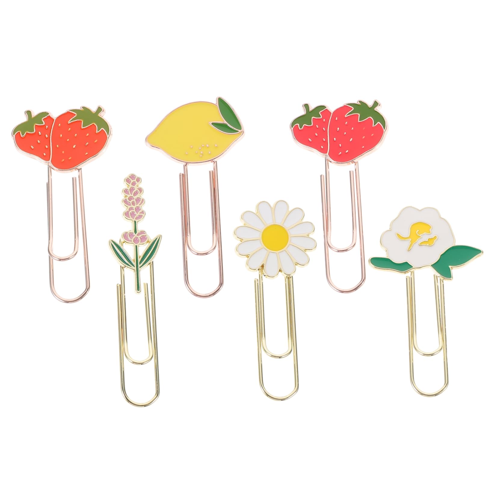 Gadpiparty 4 Set Segnalibro Di Clip Di Carta Da Frutto Graffetta Per Fogli Ufficio Clip Di Carta Decorativa Documento Adornare Graffette Piccole Clips in Metallo Lega Di Zinco 6 Pezzi*4