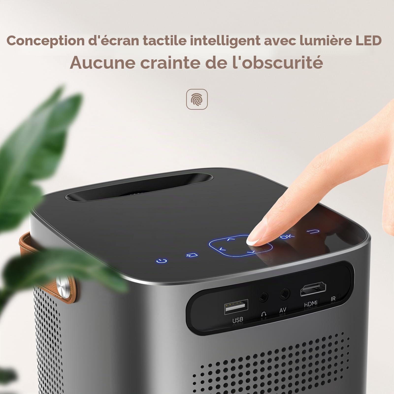 TOPTRO Mini Projecteur Portable 1080p avec WiFi 5G et Bluetooth, Projecteur avec Zoom et Écran Tactile, Compatible iOS/Android/PS5, Argenté