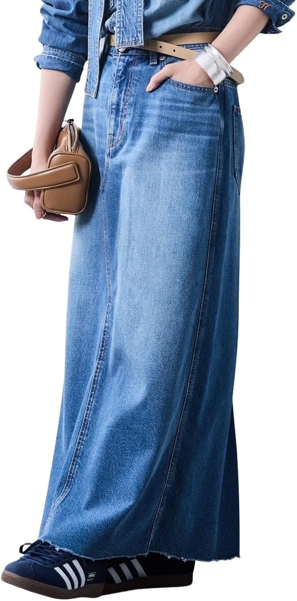 2023年モデル セオリー Theory マキシ丈 ストレート デニムスカート