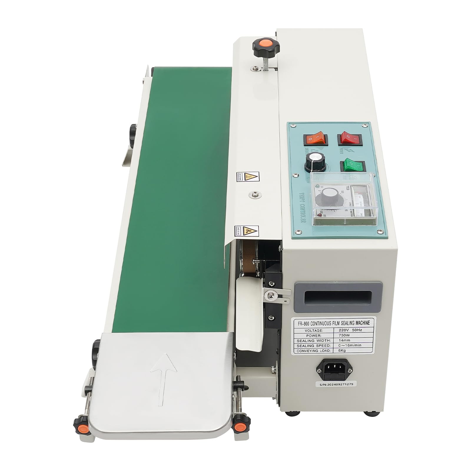 Sigillatrice automatica, FR-900, sigillatrice continua 0-300 ℃, per sacchetti di alluminio spessi 0,02-0,8 mm, sacchetti di plastica, sacchetti di carta kraft