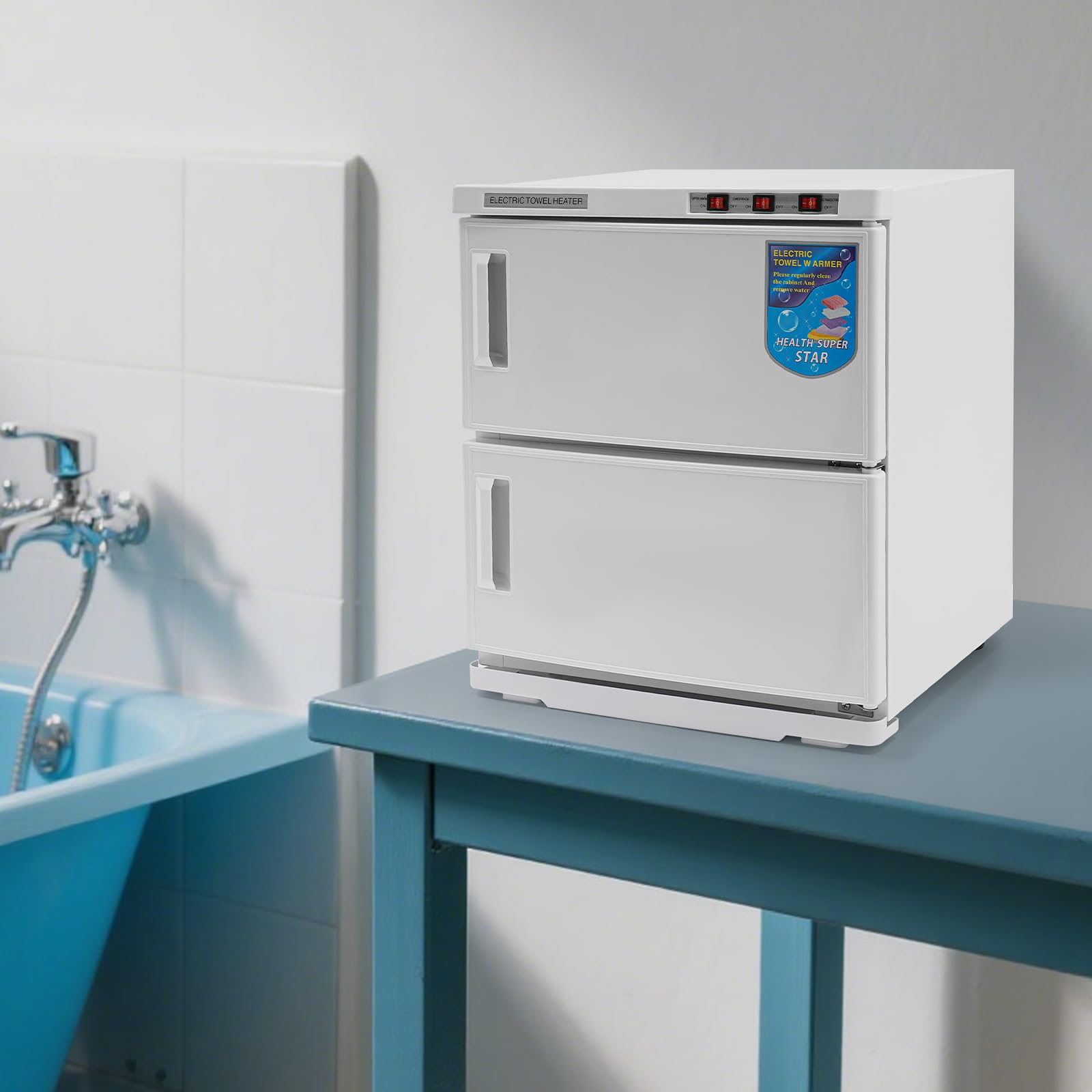 50L Handtuchwärmer Towel Warmer,2 Etagen Handtuchheizschrank | 412W Edelstahl Handtuchwärm mit UV Sterilisator 70℃±10℃ Hot Cabinet Handtuch für Beauty-Salon,Wellnessbereich,Friseur