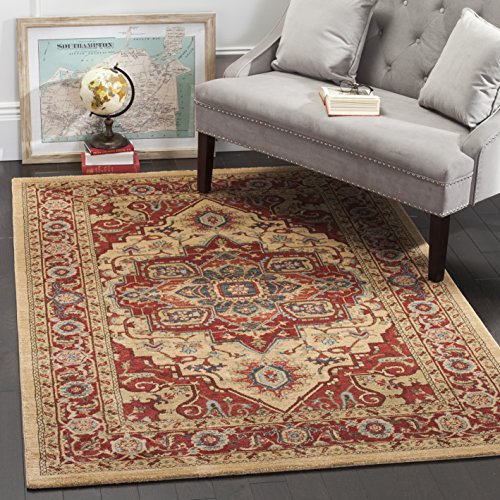 Safavieh Persischer Traditioneller Teppich, MAH698, Gewebter Polypropylen, Rot / Natürlich, 120 x 180 cm