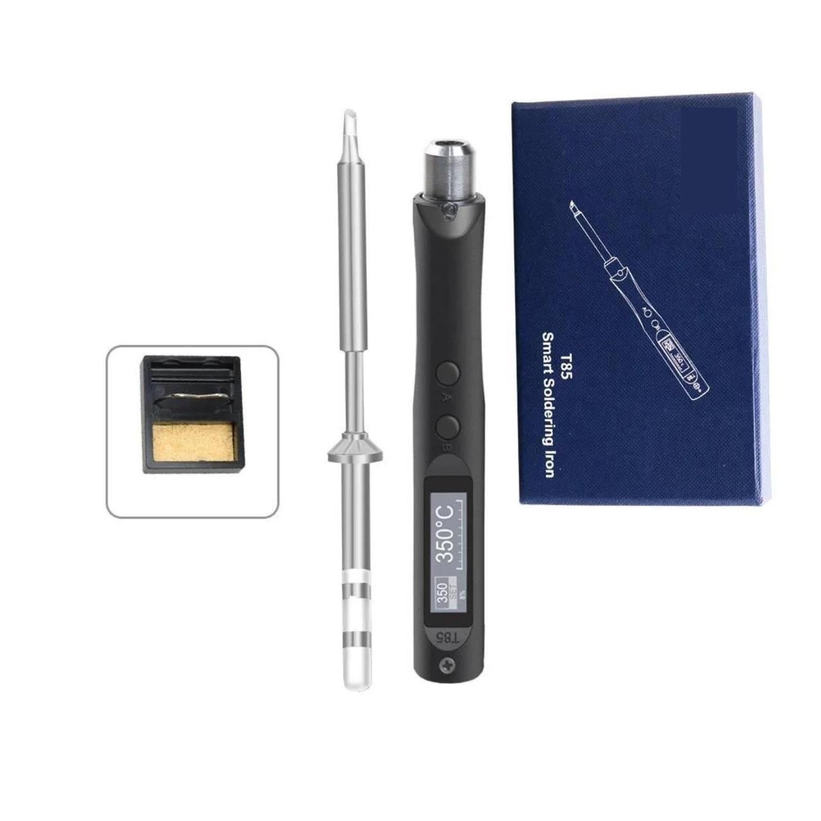 Stacja Lutownicza, Inteligentna przenośna lutownica elektryczna T85 96 W, wyświetlacz OLED, zasilanie USB-C i DC, 1 opakowanie