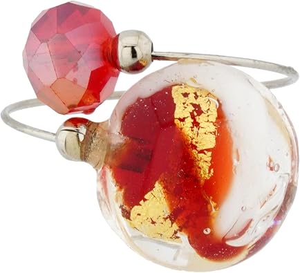 Glass Of Venice Murano Glass Lagoon Reflections Ring - White and Red