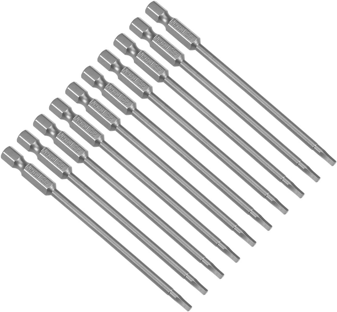 uxcell 10 Pcs H3 Magnetic Hex Head Screwdriver Bits, 1/4 Inch Hex Shank 3.94-inch Length S2 Power Tools