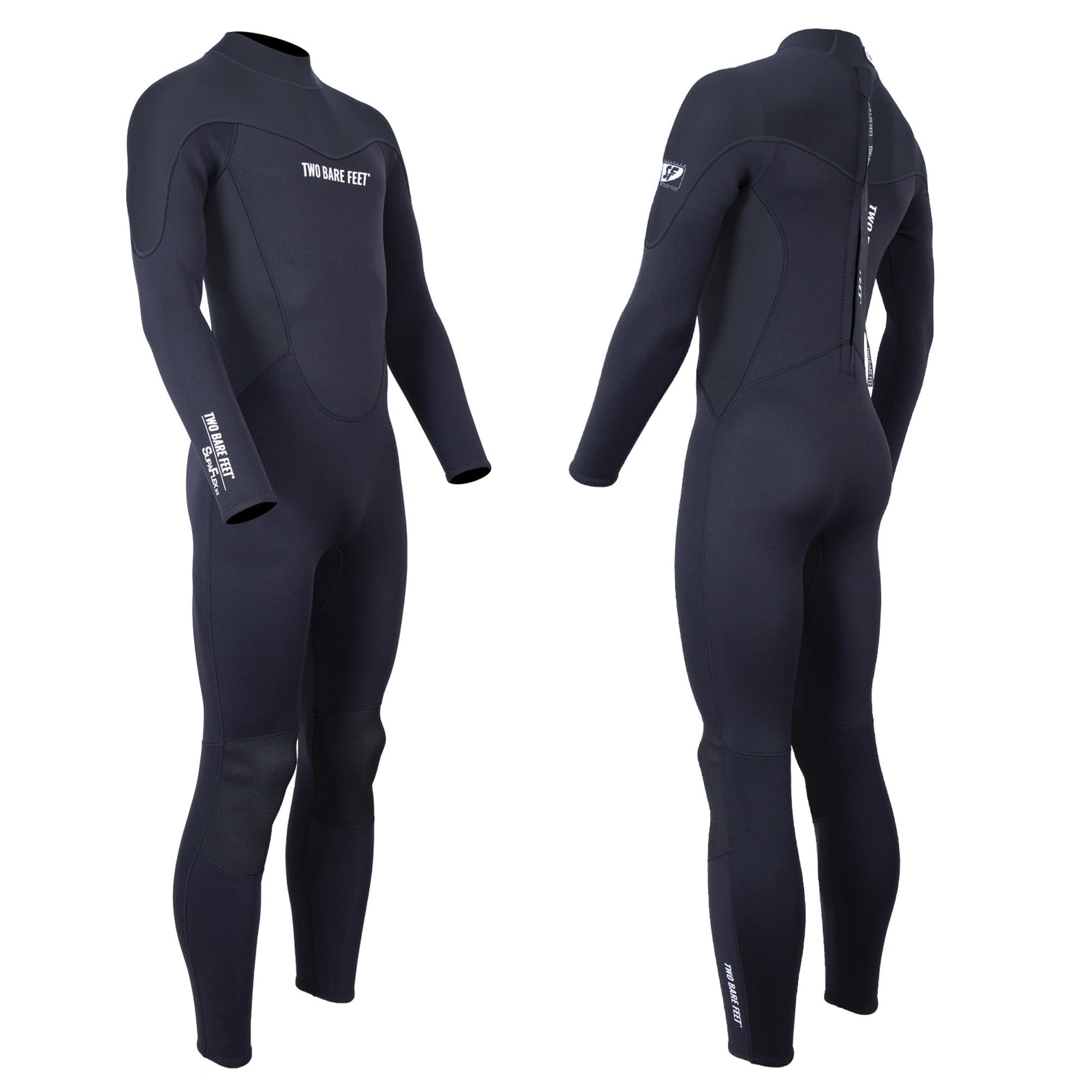 Two Bare Feet SupaFlex Men’s Full Length Wetsuit 3/2mm Superstretch Neoprene Summer Surf Suit with Back Zip – Ideal for Surfing, Paddleboarding, Open Water & Wild Swimming (SupaFlex 3/2mm, Black, M) — image 1