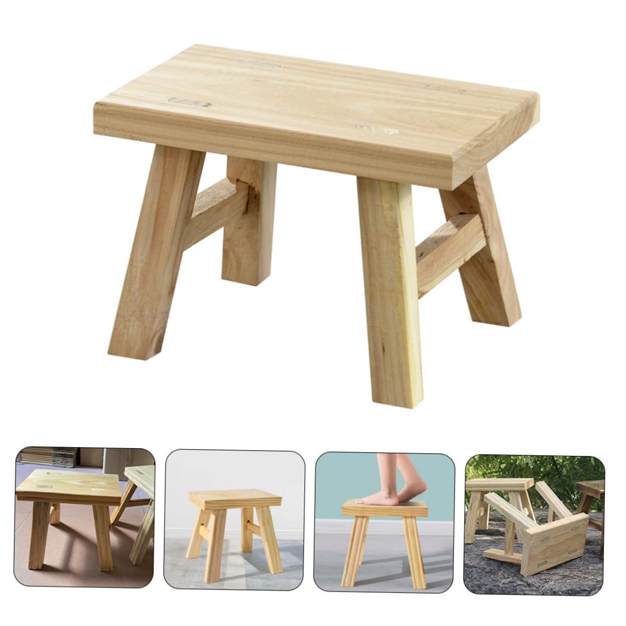 Alipis Kinder Tritthocker Holz 26x13x19cm Lackiert Stabiler Sitzhocker für Haushalt und Wc Leichter Sitzschemel für Kleinkinder und Alltag