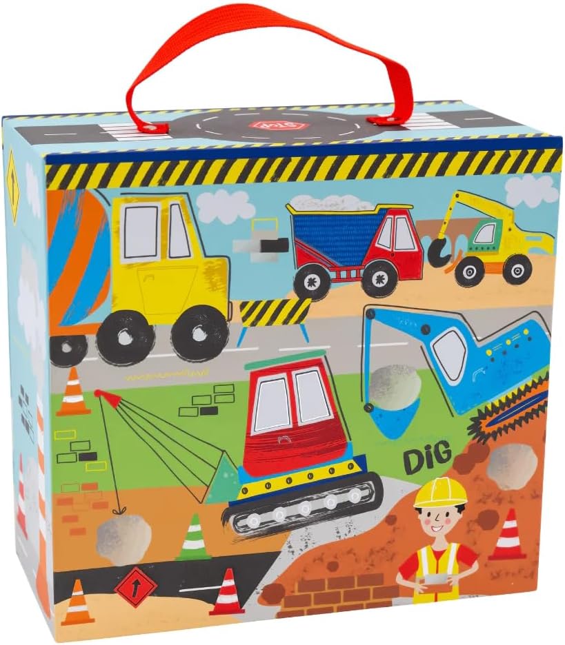Floss & Rock Construction Kids Playbox, 15 Wooden Piece, 9.25 Inch