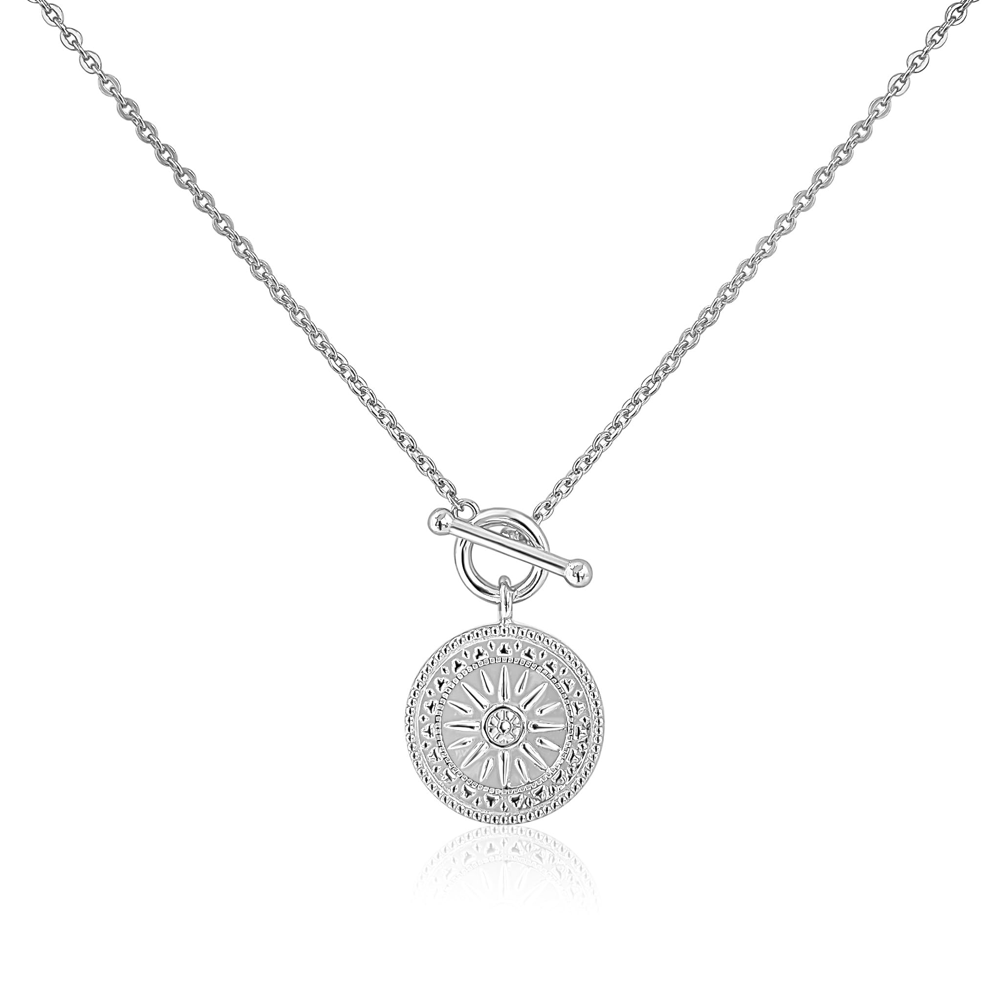 Mary & Jules Kette Damen 925 Sterling Silber, mit Sonnen Anhänger, Sonnenkette aus recyceltem Silber, Länge 45 cm, Kette Silber für Frauen Mädchen