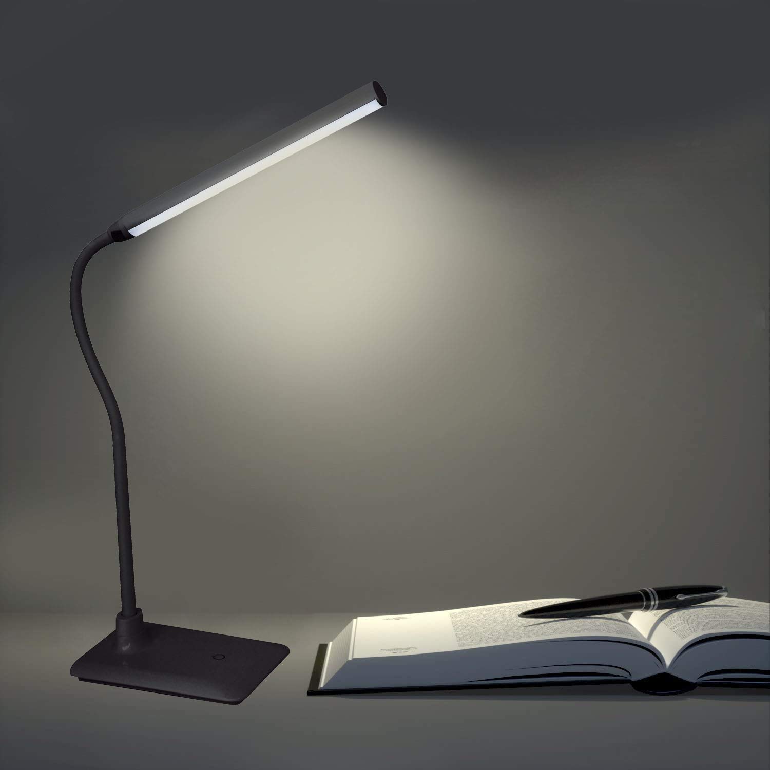 Velamp Stolik LED, 510 lm (6 W) ochrona oczu, regulowane ramię, ściemniany, przełącznik dotykowy, lampa do nauki, dom, czytanie, biurko, 6 W, czarny