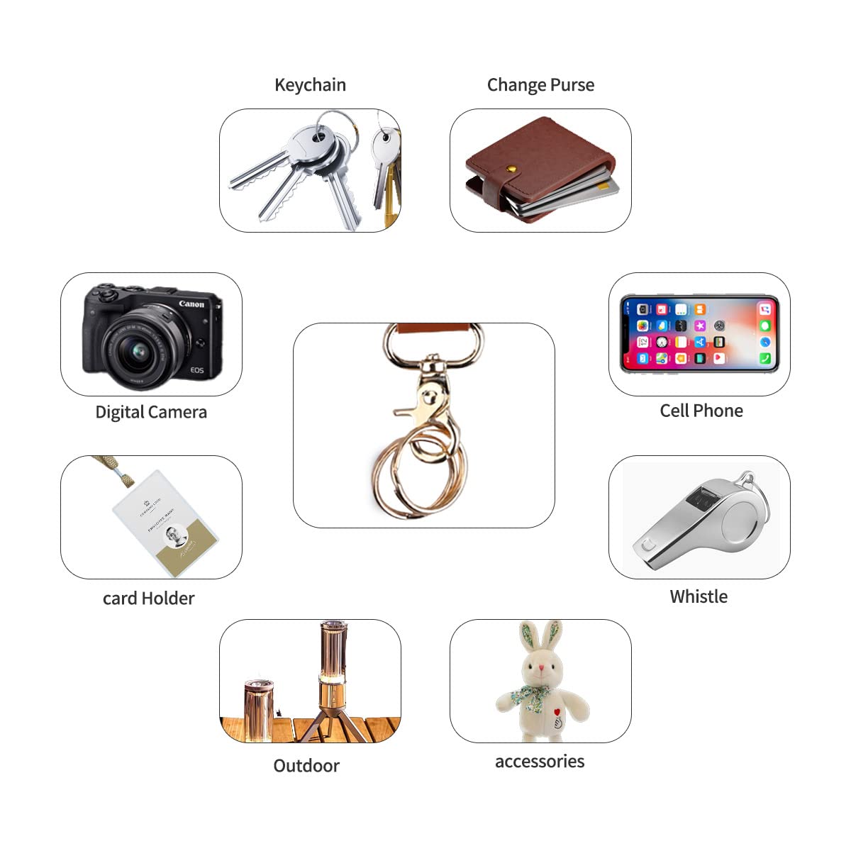 FISHSHOP Fashion Cool Lanyards,1 Pack Neck Lanyard Key Chain and 1 Pack Wrist Leather Wristband Key Chain,For Women Men Car Keys ID Badges Card Wallet Phone Camera (Chromatic) - Image 3