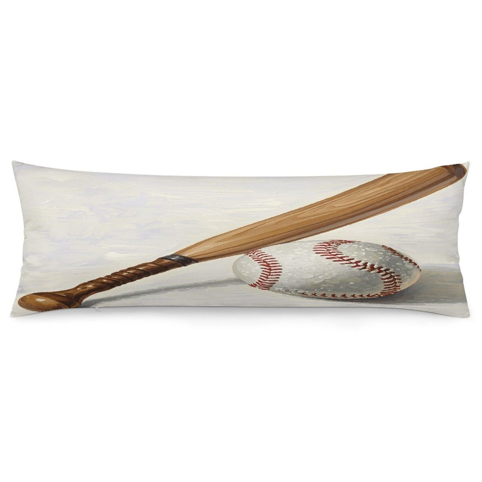 Hand Drawn Baseball Bats and Ball Pillowcase Decorative Body Pillow Cover Soft Full Long Pillow Case Breathable Large Body Pillowcase Cute Cozy Pillow Sham for Bed Couch Sofa 18.9 X 53 Inch