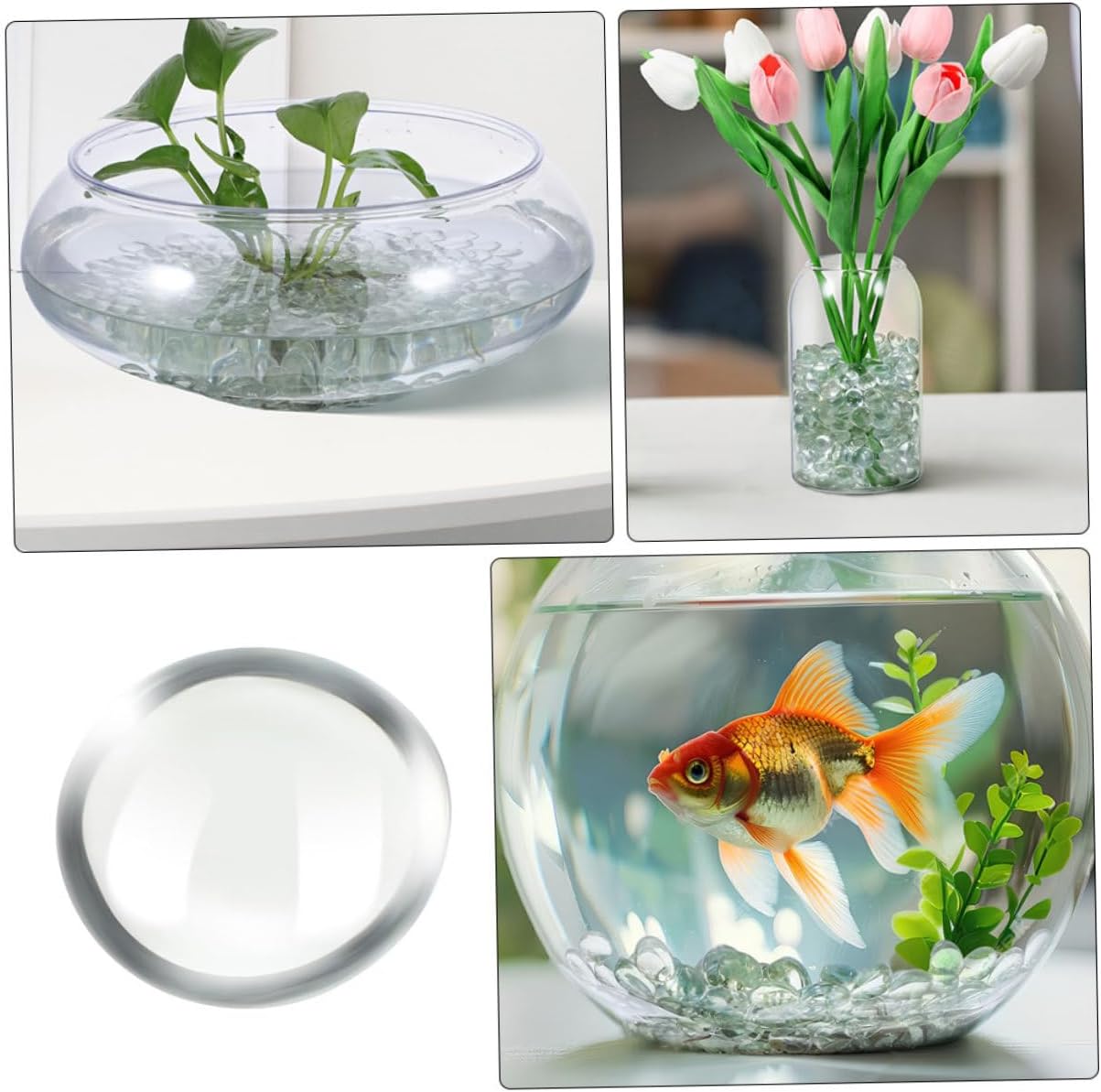 300pcs Clear Glass Pebbles Decorative Flat Marbles for Vases Fish Tanks and Home Decor for DIY Projects and Wedding Decorations Aquarium Filler Beads