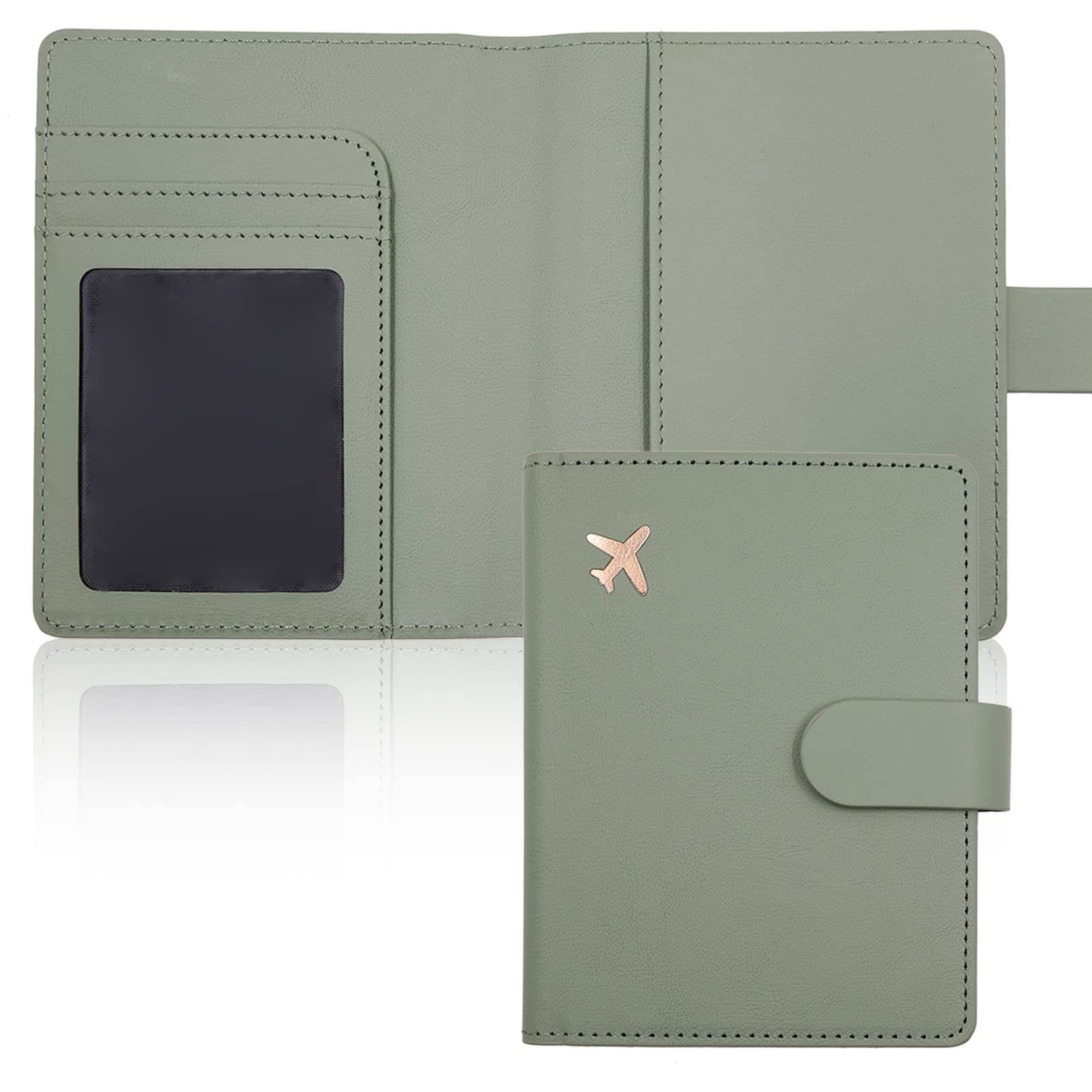 Deziliao Passport Holder,Passport Holder Card Slots, Passport and Vaccine Card Holder Combo, Cute Passport cover for Women and Men, with Waterproof Rfid Blocking, Passport Travel Wallet(Moss green),