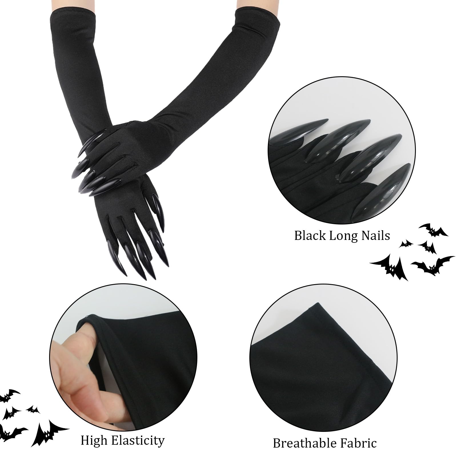 Celebration Directre Black Cat Costume for Women Sequins Black Cat Ears Masquerade Mask Choker Necklace Claw Gloves Cats Tail Catwoman Costume Accessories for Women Girl Halloween Theme Party - Image 3