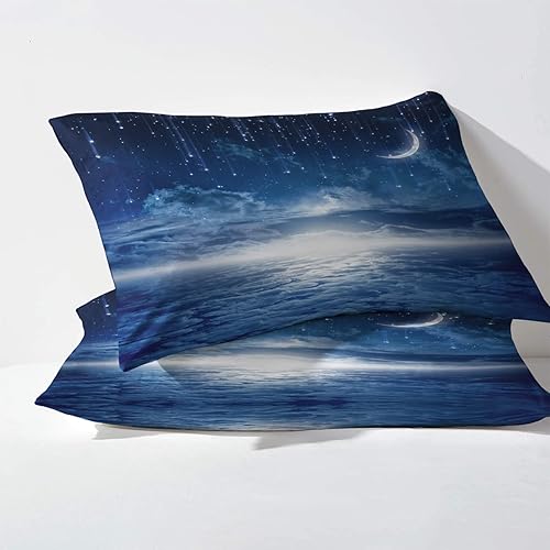 Miniatura 9 de THYUNQ Juego de sábanas divididas tamaño King para cama ajustable, sábanas y fundas de almohada, 5 piezas, patrón de vida marina, juego de sábanas