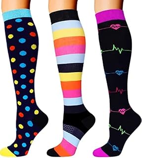 3 Pairs Compression Socks for Women Men 20-30mmhg Knee High Stocking for Sports Running Travel Nurses Pregnancy