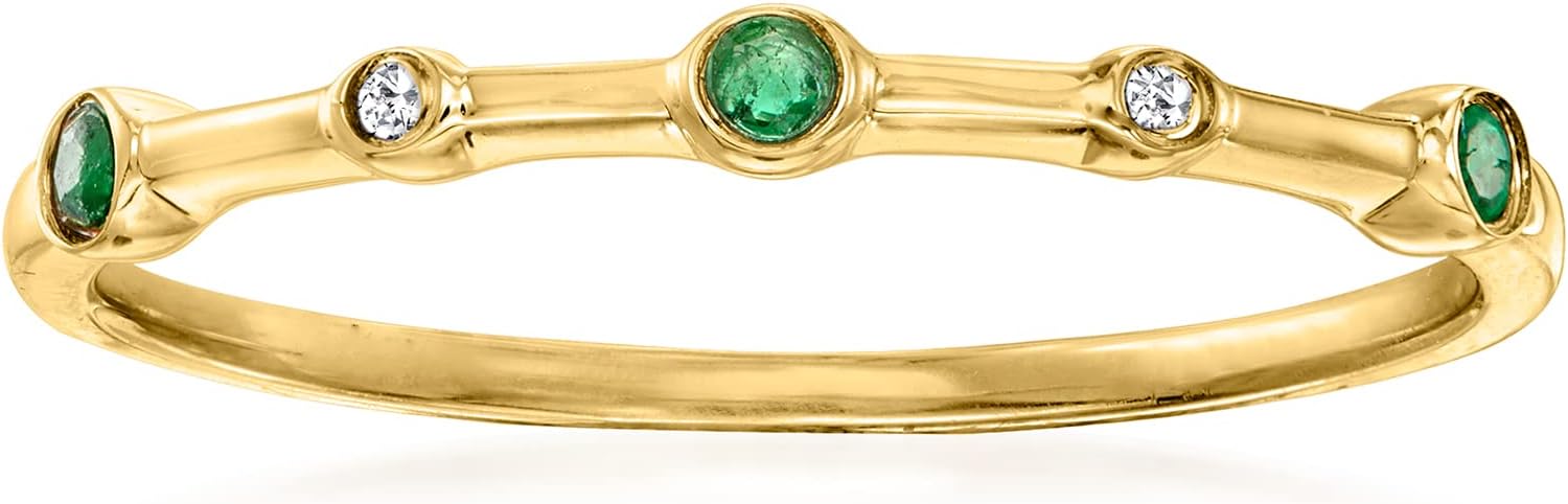 Pure Collection by Ross-Simons Gemstone and Diamond-Accented Ring 14kt Yellow Gold