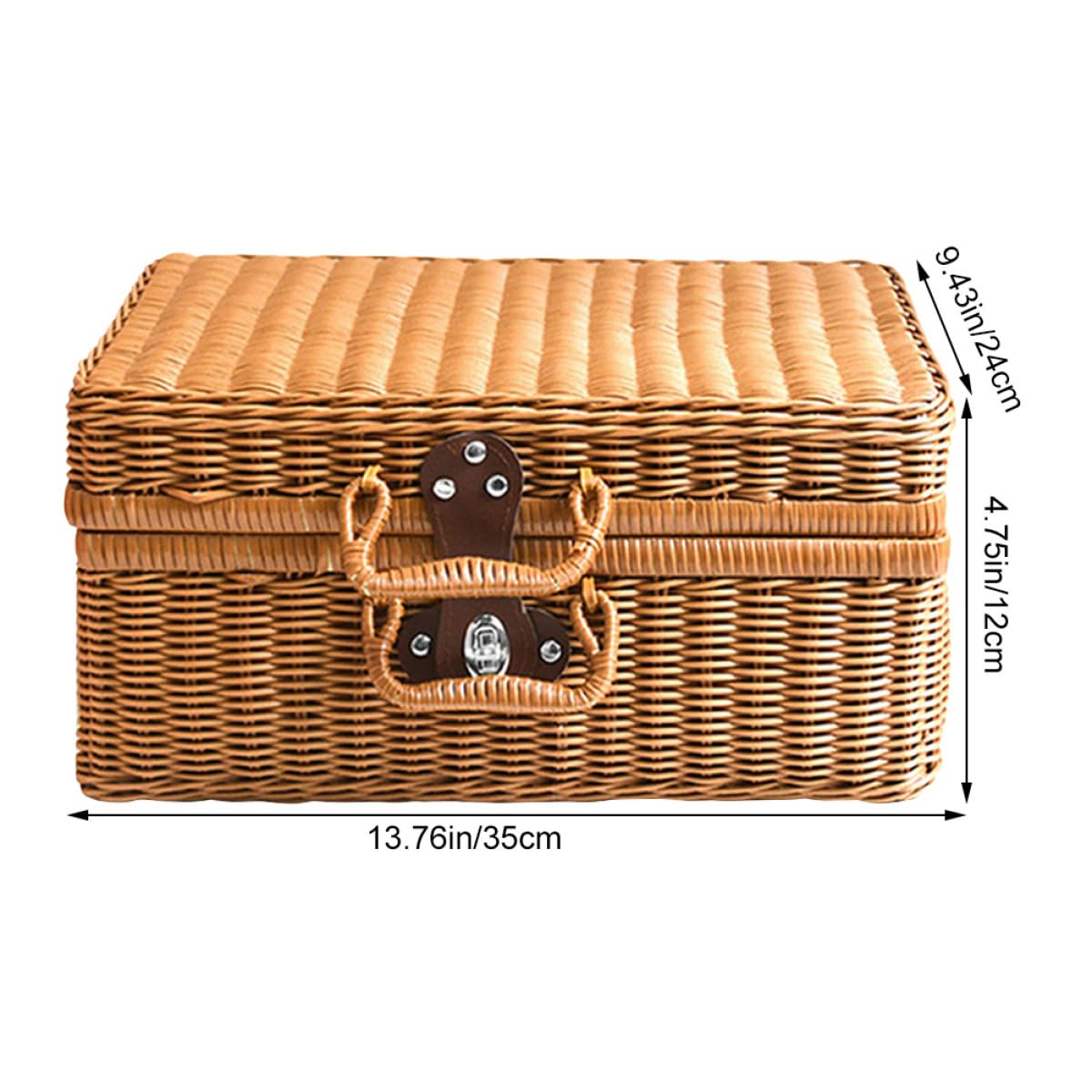 Caja de Almacenamiento Estilo Rústico Portátil Retro Asa y Cierre, Maleta de Artificial Marrón para Camping y de