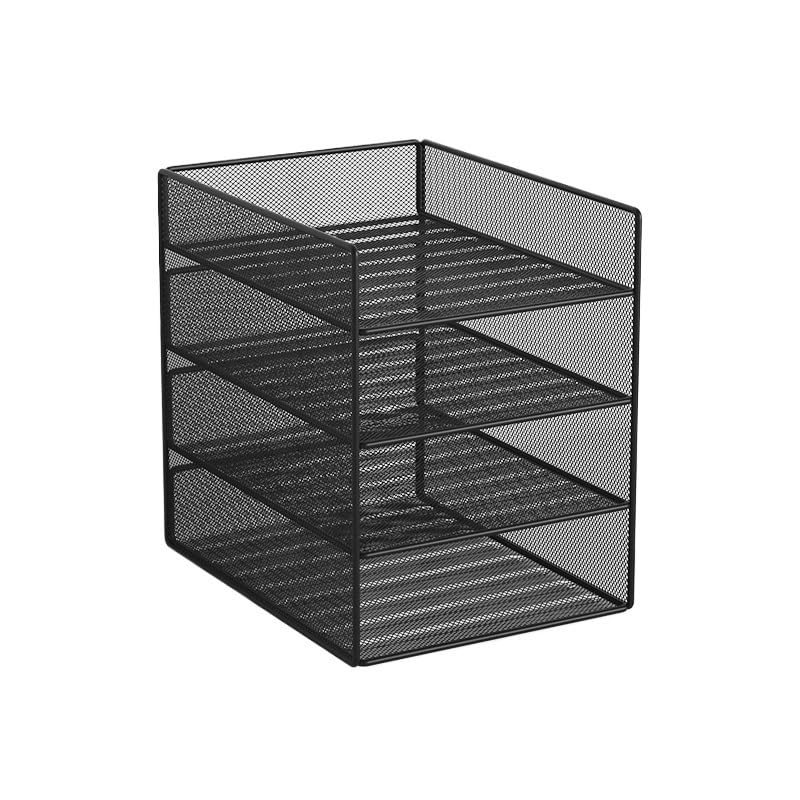 BüRo Organizer Schreibtisch-Organizer mit Aktenhalter, 3-stufigen Briefablagen, Schreibtischzubehör aus Netzstoff und Arbeitsbereich Organizer BüRo(4-Tier)