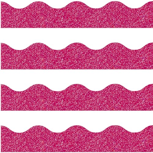 Crtiin 55.8 Feet Bulletin Board Border Scalloped Borders,Rose Red